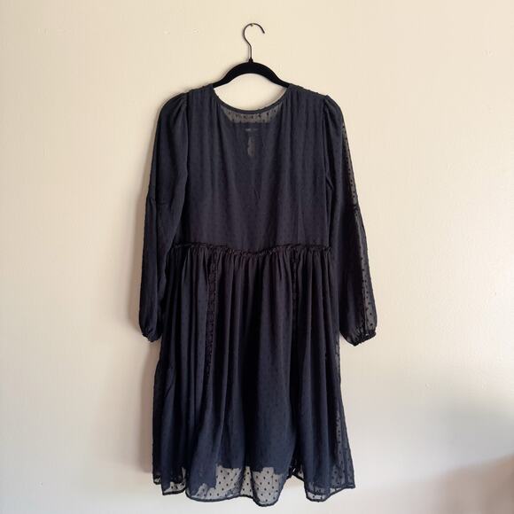 Matilda Jane Black Nostalgia Sheer Dot Lace Tiered Classy Dress - Medium - Picture 6 of 8